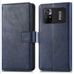 imoshion Luxuriöse Klapphülle Xiaomi Poco M4 Pro 5G - Dunkelblau