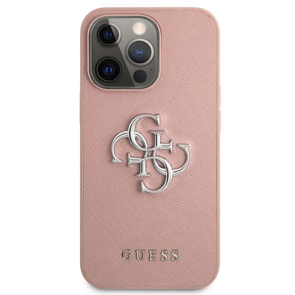 Guess 4G Metal Logo Saffiano Backcover Apple iPhone 13 Pro - Rosa