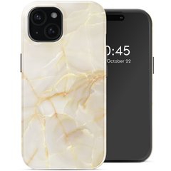 Selencia Vivid Back Cover Apple iPhone 15 - Golden Beige Marble