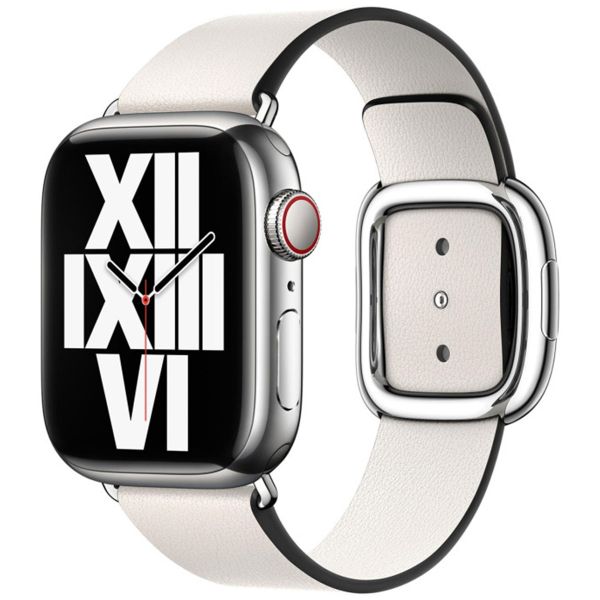 Apple Leather Band Modern Buckle für die Apple Watch Series 1-9 / SE - 38/40/41 mm / Series 10 - 42 mm - Größe S - Chalk