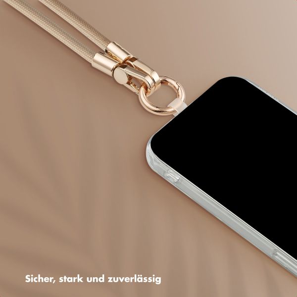 Selencia Handykette Set mit Perlen und Muscheln - Beige