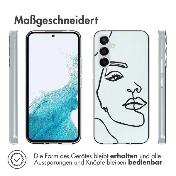 imoshion Design Hülle für das Samsung Galaxy A54 (5G) - Abstraktes Gesicht - Weiß / Schwarz