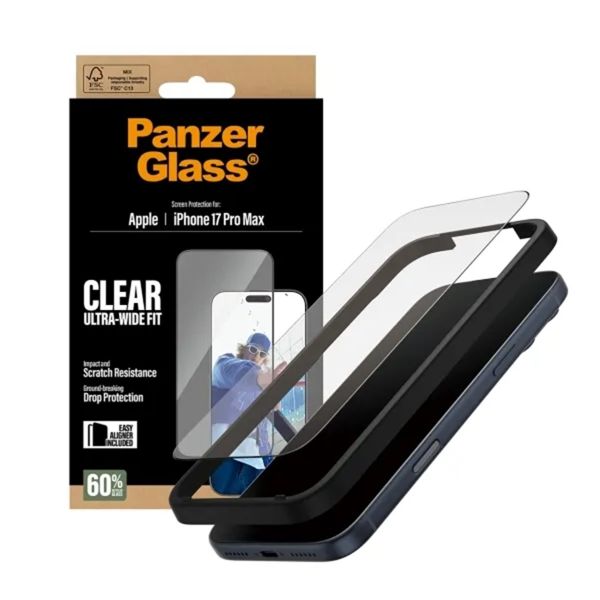 PanzerGlass Ultra-Wide Fit Antibakterieller Displayschutz mit Applikator Apple iPhone 17 Pro Max