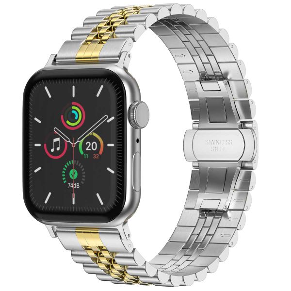 Selencia Jubilee-Edelstahlarmband für die Apple Watch Series 1 bis 9 / SE (38/40/41 mm) | Series 10 (42 mm) - Silber / Gold