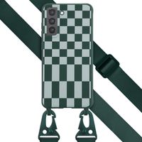 Selencia SilikonHülle design mit abnehmbarem Band Samsung Galaxy S21 FE - Irregular Check Green