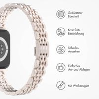 Selencia Jubilee inspiriertes schmales Edelstahlarmband für Apple Watch Series 1 t/m 9 / SE (38/40/41 mm) | Series 10 / 11 (42 mm) - Starlight