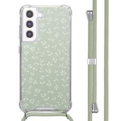 imoshion Design Hülle mit Band Samsung Galaxy S21 FE - Smoke Green Flowers