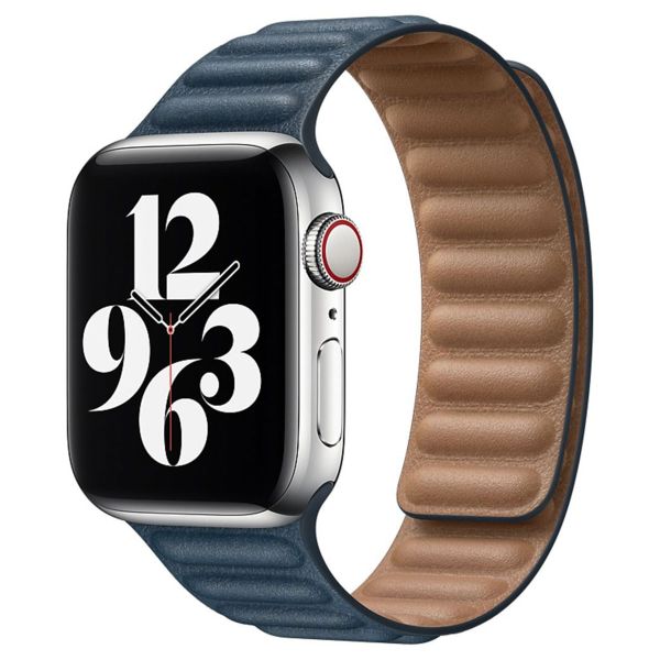 Apple Leather Link für die Apple Watch Series 1 bis 9 / SE (38/40/41 mm) | Series 10 (42 mm) - Größe M/L - Baltic Blue