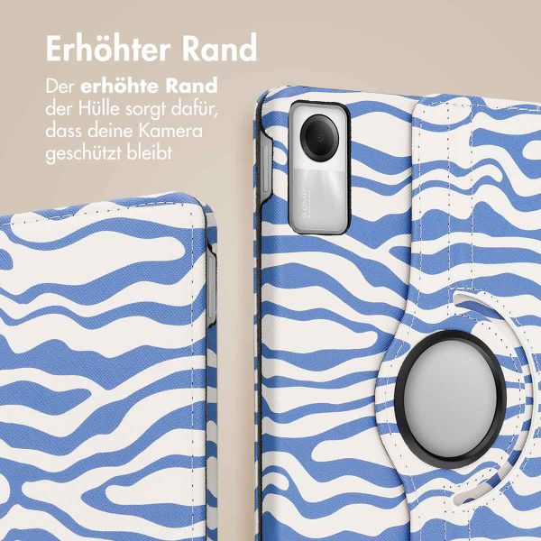 imoshion 360° drehbare Design Klapphülle für das Xiaomi Redmi Pad SE - White Blue Stripes