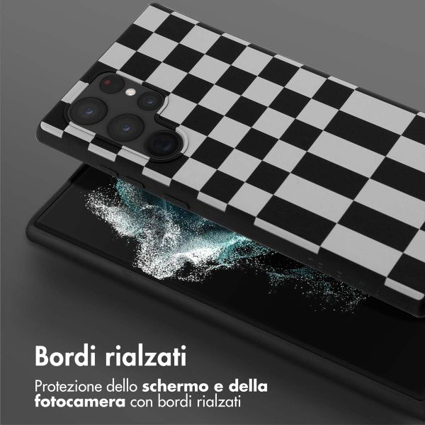 Selencia SilikonHülle design mit abnehmbarem Band Samsung Galaxy S22 Ultra - Irregular Check Black