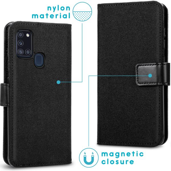 imoshion Luxuriöse Canvas-Klapphülle Samsung Galaxy A21s - Schwarz