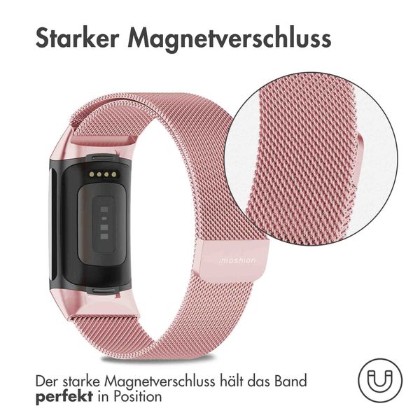 imoshion Mailändische Magnetarmband für das Fitbit Charge 5 / Charge 6 - Größe M - Rosa