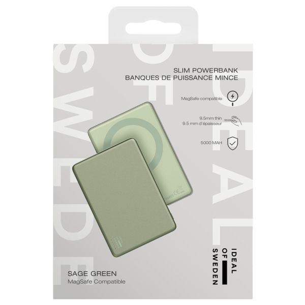 iDeal of Sweden Slim MagSafe Powerbank 5.000 mAh - Kabellose Powerbank - Sage Green