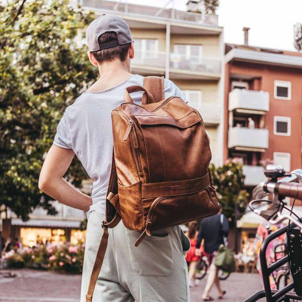 The Chesterfield Brand Rich Laptop Rucksack 15-15.6 Zoll - Echtes Leder - Cognac