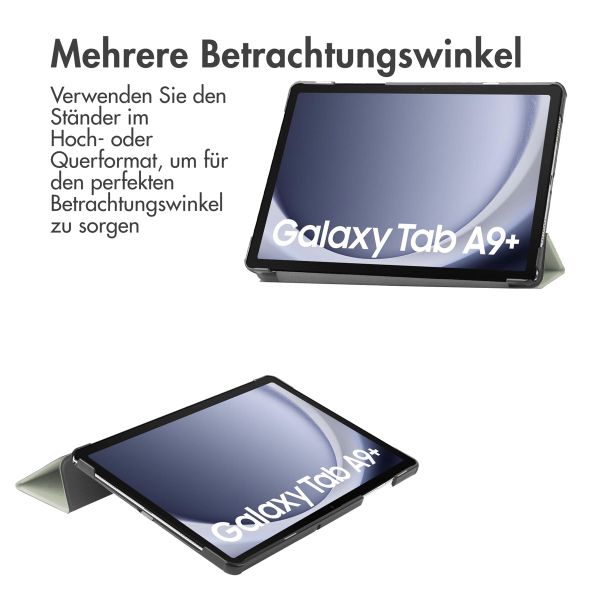 imoshion Design Trifold Klapphülle für das Samsung Galaxy Tab A9 Plus - Floral Green