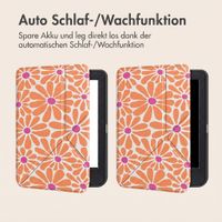 imoshion Design Klappbare Klapphülle Kobo Clara Colour / BW - Orange Flowers Connect