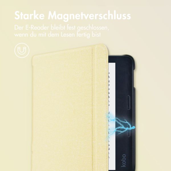 imoshion Canvas Sleepcover Klapphülle mit Stand Kobo Libra 2 / Tolino Vision 6 - Glitter Gold