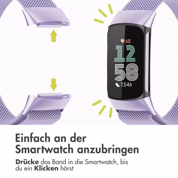 imoshion Magnetisches Milanaise Armband für das  Fitbit Charge 5 - Größe M - Violett