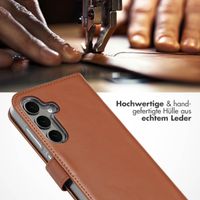 Selencia Echtleder Klapphülle Samsung Galaxy S25 Plus - Hellbraun