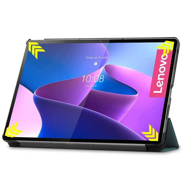 imoshion Trifold Klapphülle für das Lenovo Tab P12 Pro - Dunkelgrün