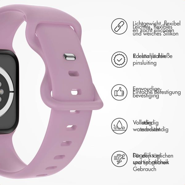 imoshion Silikon-Armband⁺ für  Apple Watch Series 1 t/m 9 / SE (38/40/41 mm) | Series 10 / 11 (42 mm) - Größe S/M - Mauve