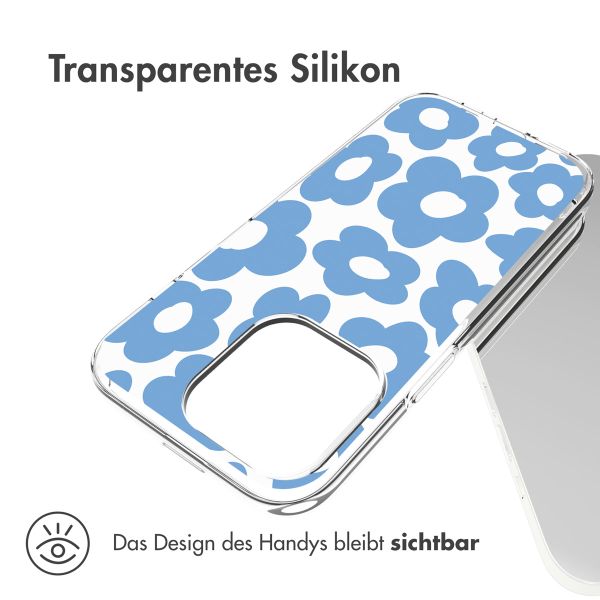 imoshion Design Hülle für das iPhone 14 Pro - Retro Blue Flowers