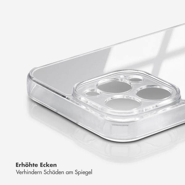 Selencia Mirror Back Cover für das iPhone 15 Pro Max - Hülle mit Spiegel - Silber