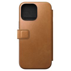 Nomad Modern Leather Folio Klapphülle für das iPhone 16 Pro Max - English Tan