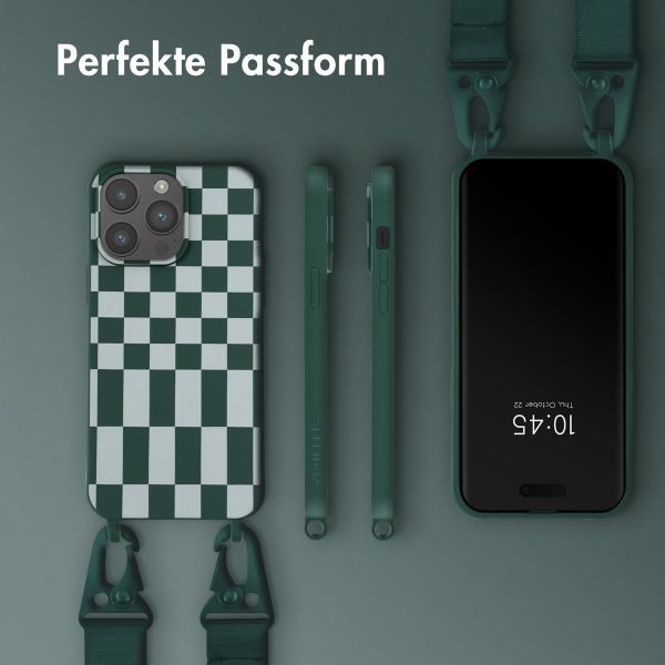 Selencia Silikonhülle design mit abnehmbarem Band für das iPhone 14 Pro Max - Irregular Check Green