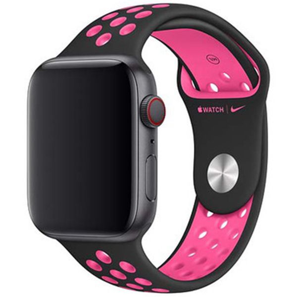 Apple Nike Sport Band Apple Watch Series 1-10 / SE / Ultra (2) - 42/44/45/46/49 mm - Black / Pink Blast