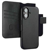 Accezz 2-in-1 Klapphülle aus Leder mit MagSafe für das Apple iPhone 16 - Onyx Black