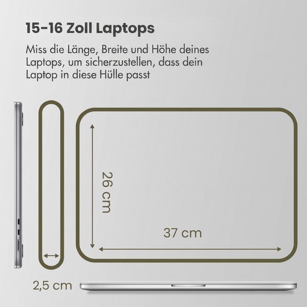 Accezz Laptop Hülle 15-16 Zoll - Laptop Sleeve - Slate Gray