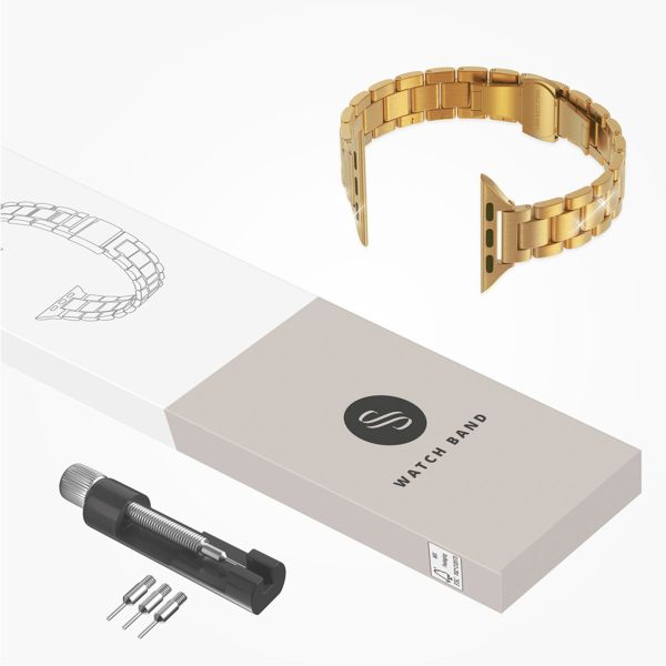 Selencia Slim Stahlgliederarmband für das  Apple Watch Series 1 t/m 9 / SE (38/40/41 mm) | Series 10 / 11 (42 mm) - Gold