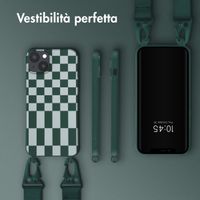 Selencia SilikonHülle design mit abnehmbarem Band Apple iPhone 14 Plus - Irregular Check Green