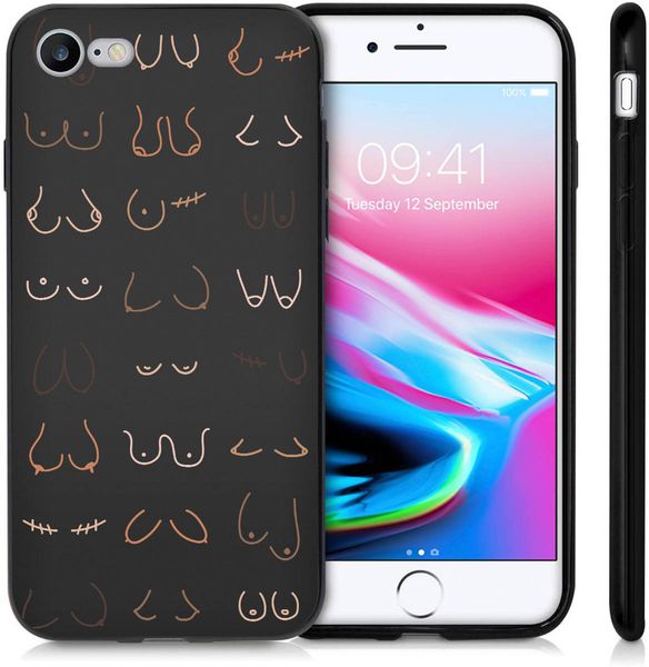 imoshion Design Hülle für das iPhone SE (2022 / 2020) / 8 / 7 - Boobs all over - Schwarz