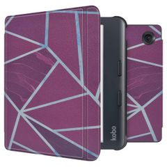 imoshion Design Slim Hard Case Sleepcover mit Stand Kobo Libra Colour - Bordeaux Graphic