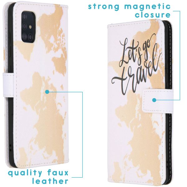 imoshion Design TPU Klapphülle Samsung Galaxy A51 - Let's Go Travel White