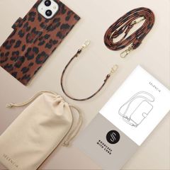 Selencia Sabi Klapphülle mit Leopardenmuster Apple iPhone 14 / 13 - Mocha Brown
