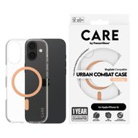 CARE by PanzerGlass Urban Combat Case MagSafe für das iPhone 16 - Transparent / Peach