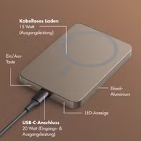 Selencia Vivid Powerbank 5.000 mAh - MagSafe und Qi2 - Desert Gold / Leopard