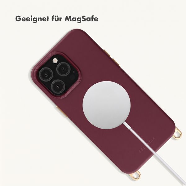 Selencia Rivièra Backcover mit MagSafe mit abnehmbaren Haken Apple iPhone 14 Pro - Bold Burgundy
