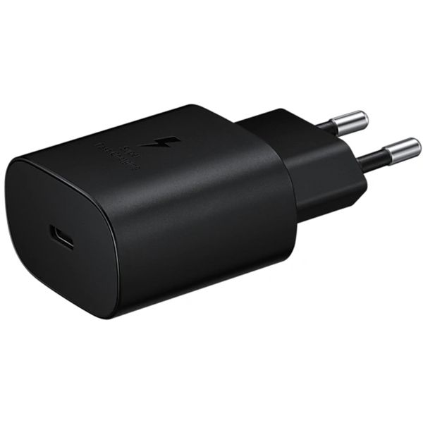 Samsung Ladebündel | Original USB-C-zu-USB-C-Kabel - 1 meter - 25 Watt - Schwarz + Original Fast Charging Adapter USB-C Oplader - in Fabrikverpackung - 25 Watt - Schwarz