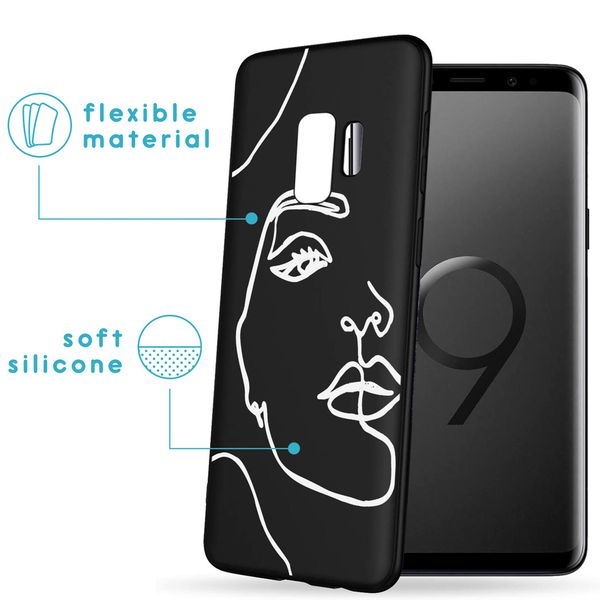 imoshion Design Hülle Samsung Galaxy S9 - Abstraktes Gesicht - Weiß