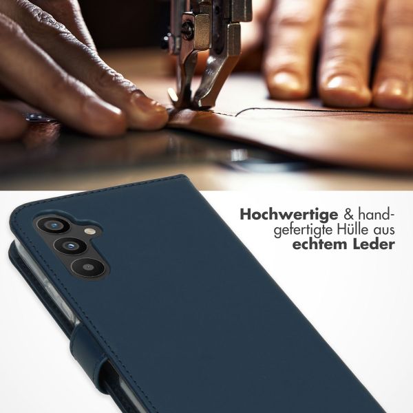 Selencia Echtleder Klapphülle Samsung Galaxy A34 (5G) - Blau