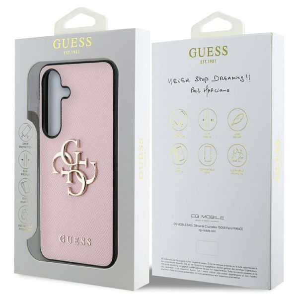 Guess 4G Metal Logo Saffiano Backcover Samsung Galaxy S25 - Rosa