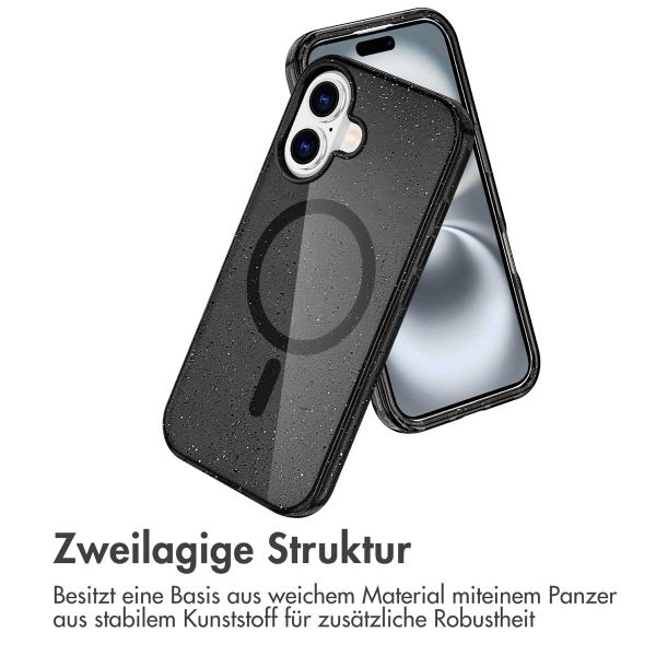 imoshion Sparkle Back Cover mit MagSafe für das Apple iPhone 16 - Glitzer Schwarz