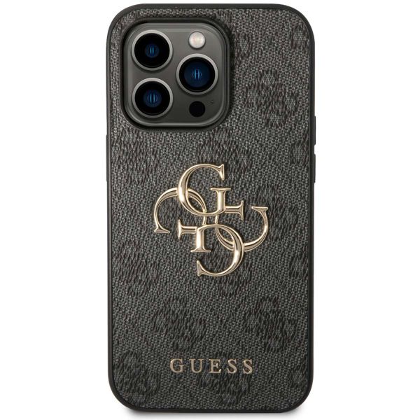 Guess 4G Metal Logo Back Cover für das iPhone 14 Pro Max - Grau