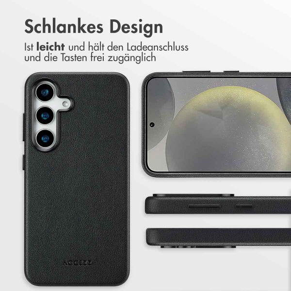 Accezz MagSafe Leather Backcover für das Samsung Galaxy S25 Plus - Onyx Black