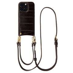 Selencia Nova Echtleder Backcover mit Kartenhalter Apple iPhone 16 Pro - Dark Chocolate