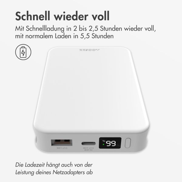 Accezz Powerbank 10.000 mAh mit integrierten Kabeln – Weiß